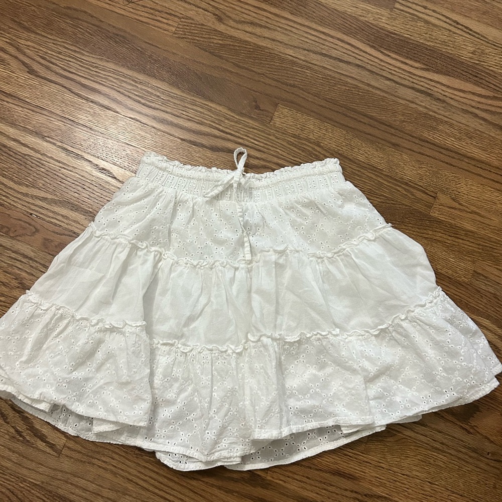 Zara White eyelet linen skirt